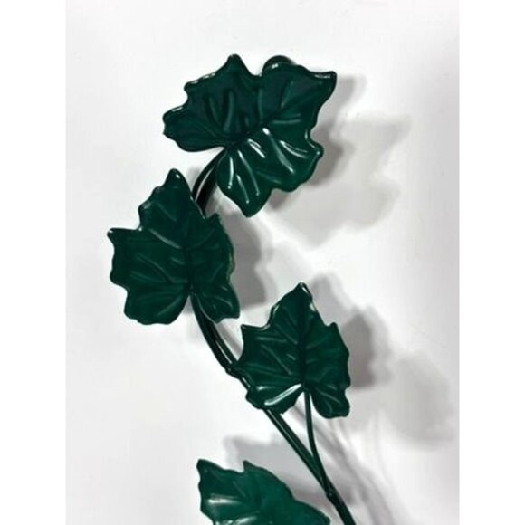 Vtg Green Metal Vine Leaf Candle Holder Wall Hanging Sconce - Picture 2 of 7